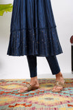 Kids formal clothes | Navy Blue & Gold | Formal 3 Piece Suit | Viscose Chambray Katan | KDD-03236