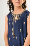 Kids formal clothes | Blue & Multicolor | Formal 3 Piece Suit | Viscose Raw-Silk | KDD-03105