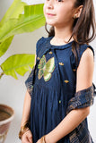 Kids formal clothes | Navy Blue & Gold | Formal 3 Piece Suit | Viscose Chambray Katan | KDD-03236