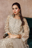 Women formal clothes | Beige & Fawn | Formal 3 Piece Suit | Banarsi Organza Plain Nylon | LDD-03094