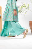 Kids Eid Dress | Sea Green & Multicolor | Casual Plus 3 Piece Suit | Cotton Glitter Printed | KBD-03369