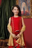 KDD-03017 | Red & Gold | Formal 3 Piece Suit | Viscose Raw Silk