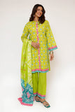 Women Eid Dress | Parrot Green & Multicolor | Casual 3 Piece Suit | Cotton Lawn Printed | LAD-03433