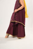 Kids formal clothes | Magenta & Gold | Formal 3 Piece Suit | Viscose Crinkle Chiffon | KDD-03049