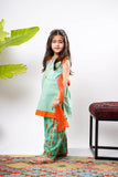 Kids Eid Dress | Sea Green & Multicolor | Casual Plus 3 Piece Suit | Cotton  Gold Printed Lawn | KBD-03244
