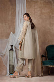 Women formal clothes | Beige & Fawn | Formal 3 Piece Suit | Banarsi Organza Plain Nylon | LDD-03094