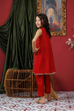 KDD-03017 | Red & Gold | Formal 3 Piece Suit | Viscose Raw Silk