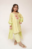 Kids Casual Dress | Perrot Green & Multicolor | Casual Plus 3 Piece Suit | Cotton  Dobby  | KBD-03459