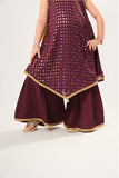 Kids formal clothes | Magenta & Gold | Formal 3 Piece Suit | Viscose Crinkle Chiffon | KDD-03049