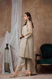 Women formal clothes | Beige & Fawn | Formal 3 Piece Suit | Banarsi Organza Plain Nylon | LDD-03094