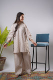 Girls Eid Dress | Light Grey & Multicolor | Casual 2 Piece Suit  | Cotton Plain Cambric | GAC-03266