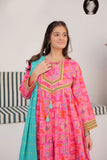 GBD-03034 | Shocking Pink & Multicolor | Casual Plus 3 Piece Suit | Cotton Gold Lawn Printed