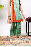 Kids Eid Dress | Sea Green & Multicolor | Casual Plus 3 Piece Suit | Cotton  Gold Printed Lawn | KBD-03244