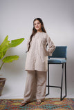 Girls Eid Dress | Light Grey & Multicolor | Casual 2 Piece Suit  | Cotton Plain Cambric | GAC-03266