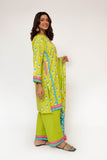 Women Eid Dress | Parrot Green & Multicolor | Casual 3 Piece Suit | Cotton Lawn Printed | LAD-03433