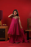 Kids Eid Dress | Shocking Pink & Multicolor | Casual 3 Plus Piece Suit | Cotton Dobby | KBD-03342
