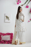 GAD-03134 | White & Gold | Casual 3 Piece Suit | Cotton Lawn Printed