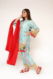 Girls Eid Dress | Sea Green & Multicolor | Casual 3 Piece Suit  | Cotton Lawn Digital Print | GAD-03474