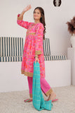 GBD-03034 | Shocking Pink & Multicolor | Casual Plus 3 Piece Suit | Cotton Gold Lawn Printed