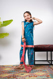 Kids Eid Dress | Turquoise Blue & Multicolor | Casual Plus 3 Piece suit | Cotton Gold Printed Lawn | KBD-03207