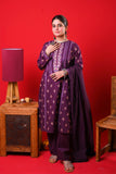 Women Eid Dress | Magenta & Multicolor | Casual Plus 3 Piece Suit | Cotton Plain | LBD-03331