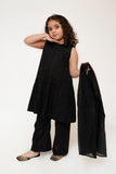 Kids Eid Dress | Black | Casual 3 Piece Suit | Cotton Plain Embroidery | KAD-03427