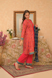 GBD-02952 | Red & Multicolor | Casual Plus 3 Piece Suit | Cotton  Lawn Gold Printed