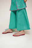 Kids Casual Dress | T.Green & Multicolor | Casual 3 Piece Suit | Cotton Plain Embroidery | KAD-03422