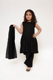 Kids Eid Dress | Black | Casual 3 Piece Suit | Cotton Plain Embroidery | KAD-03427