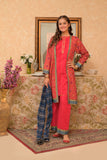 GBD-02952 | Red & Multicolor | Casual Plus 3 Piece Suit | Cotton  Lawn Gold Printed