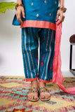 Kids Eid Dress | Turquoise Blue & Multicolor | Casual Plus 3 Piece suit | Cotton Gold Printed Lawn | KBD-03207