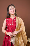 Girls formal clothes | Maroon/Gold | Formal 3 Piece Suit  | Viscose Chambray Katan | GDD-03251