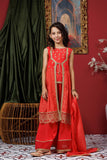 KDD-03072 | Dark Peach & Gold | Formal 3 Piece Suit | Viscose Raw-Silk