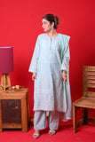Women Eid Dress | Sea Green & White | Casual Plus 3 Piece Suit | Cotton Plain | LBD-03089