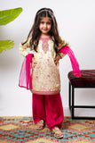 Kids formal clothes | Lemon & Multicolor | Formal 3 Piece Suit | Polyester Tussar Silk | KDD-03224