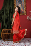 KDD-03072 | Dark Peach & Gold | Formal 3 Piece Suit | Viscose Raw-Silk