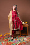 Girls formal clothes | Maroon/Gold | Formal 3 Piece Suit  | Viscose Chambray Katan | GDD-03251