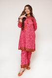 Girls Eid Dress | S.Pink & Multicolor | Casual 2 Piece Suit  | Cotton Lawn Printed | GAC-03478