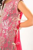 Kids formal clothes | Shocking Pink & Fawn | Formal 3 Piece Suit | Viscose Chiffon & Organza | KDD-03056