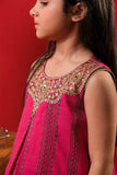 Kids Eid Dress | Shocking Pink & Multicolor | Casual 3 Plus Piece Suit | Cotton Dobby | KBD-03342