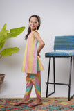 Kids Eid Dress | White & Multicolor | Casual 2 Piece Suit | Cotton Multi Color Printed | KAC-03143