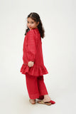 Kids Winter dress | Maroon & Gold | Casual 3 Piece Suit | Cotton Dobby Karandi | KAD-03699