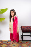 Kids formal clothes | Lemon & Multicolor | Formal 3 Piece Suit | Polyester Tussar Silk | KDD-03224