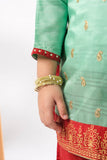 Kids formal clothes | Green & Maroon | Formal 3 Piece Suit | Polyester Tussar Silk | KDD-03222