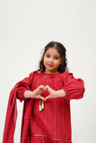 Kids Winter dress | Maroon & Gold | Casual 3 Piece Suit | Cotton Dobby Karandi | KAD-03699