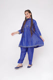 Girls Winter Dress | Blue & Multicolor | Casual 3 Piece Suit  | Cotton Masuri Karandi | GAD-03655
