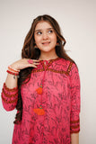 Girls Eid Dress | S.Pink & Multicolor | Casual 2 Piece Suit  | Cotton Lawn Printed | GAC-03478