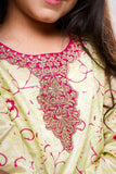 Kids formal clothes | Lemon & Multicolor | Formal 3 Piece Suit | Polyester Tussar Silk | KDD-03224