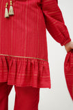 Kids Winter dress | Maroon & Gold | Casual 3 Piece Suit | Cotton Dobby Karandi | KAD-03699