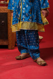 Kids formal clothes | Blue & Yellow | Formal 3 Piece Suit | Viscose Raw-Silk | KDD-03247
